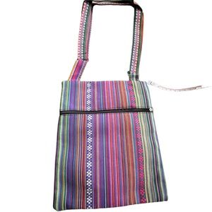 Colorful Striped Multiple Pocket Crossbody Purse